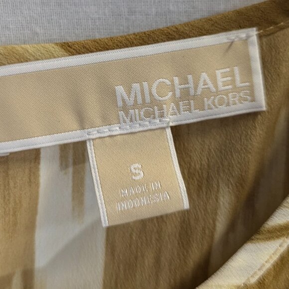 Michael by Michael Kors Gold Patterned Cold Shoulder Blouse Size Small - Picture 5 of 14